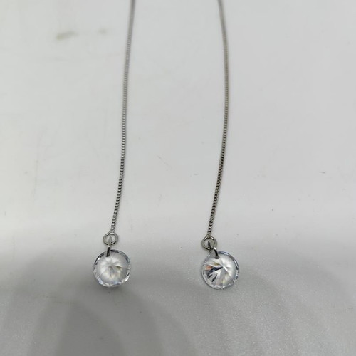 Silver Drop Chain Earrings with Swarovski Crystals like new
