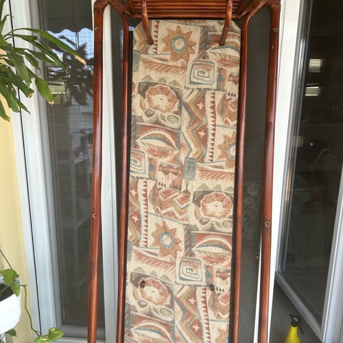 Bamboo Wall-Mounted Coat Rack used, dark brown color