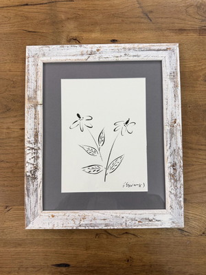 G. Stathopoulos artwork flower acrylic on cardboard like new with frame