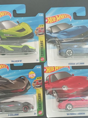 Hot Wheels σετ 4 αυτοκινήτων με McLaren W1, Ferrari 12Cilindri και Porsche Carrera