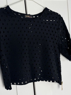 Be You cropped top used, black with cut-out design
