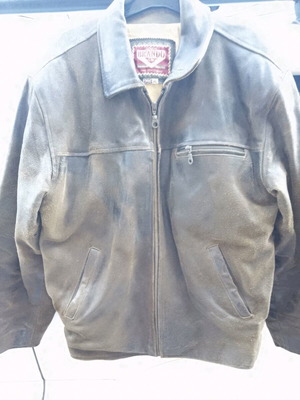 Leader leather jacket vintage XL used brown