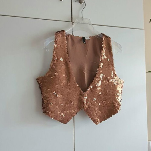 Sequin vest new, brown gold color, size S-M