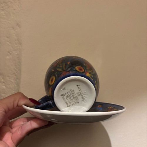 Ceramic cup and saucer set used handmade by Eleni Menelaou