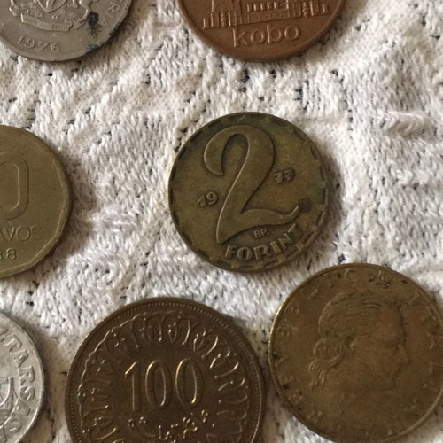 Various old coins used, vintage