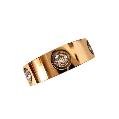Love ring gold stainless steel with zirconia new