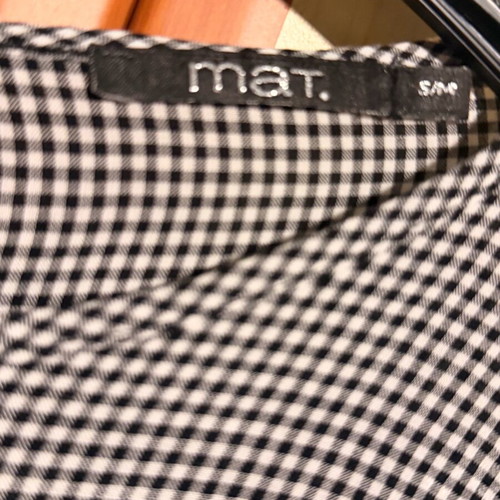 Mat Fashion Black and White Gingham Shirt with Ruffled Sleeves, Like New, Size S