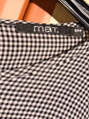 Mat Fashion Black and White Gingham Shirt with Ruffled Sleeves, Like New, Size S
