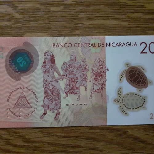 Nicaragua 20 Cordobas 2022 polymer banknote new
