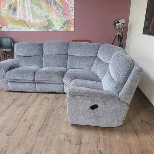 Gray fabric corner sofa with manual reclining mechanism new