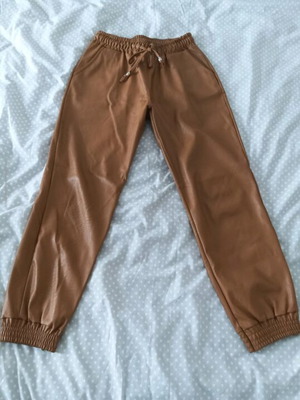 Women's large brown faux leather pants like new