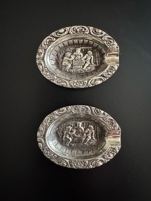 Silver ashtrays Hanau pair vintage condition, 19th century Germany