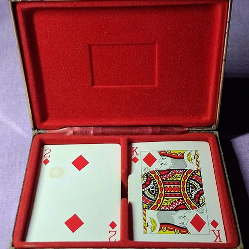 Old collectible playing card set used with case from 1950-1960