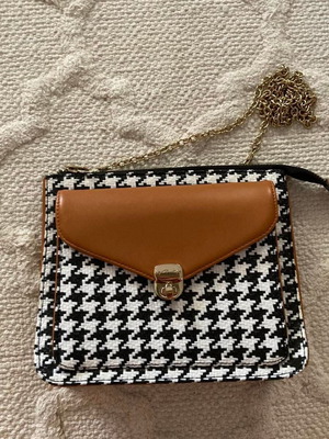 Axel Pied de poule shoulder bag like new, black and brown details