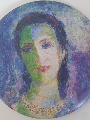 Handbag mirror Portrait of Eliza V. Goulandris by Marc Chagall like new