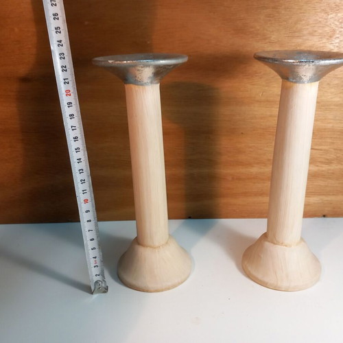 Candlesticks set of two, acrylic with silver aged finish, like new