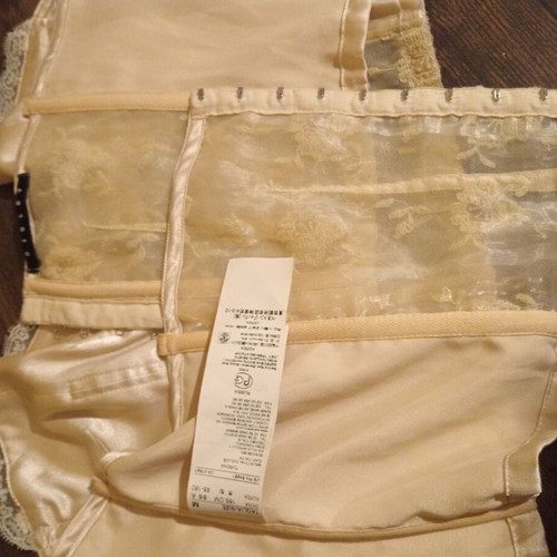 Sisley Strapless Bustier with Lace and Embroidery, New, Cream