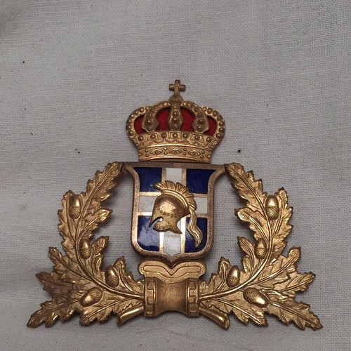 Greek Royal Army Metal Emblem with Enamel, circa 1940–1960