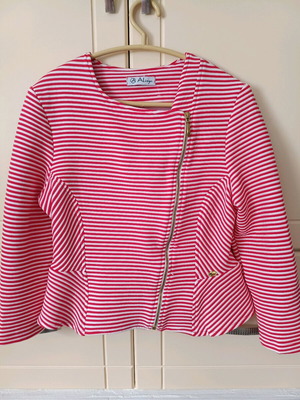 Striped women's jacket Alisya like new, white and red