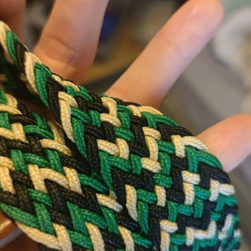 Canvas belt used, length 152cm, green, black, white, adjustable