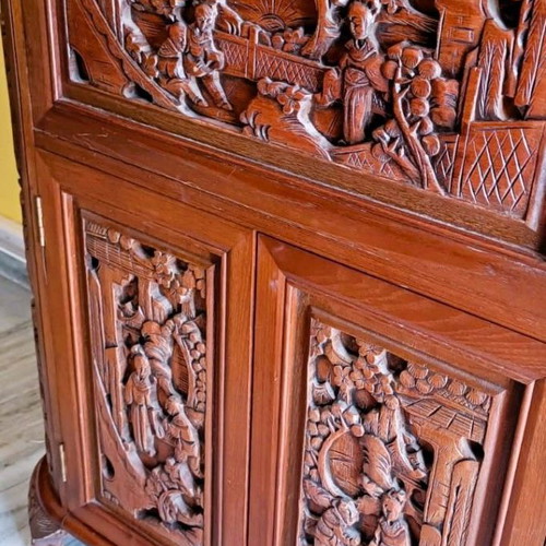 Vintage Chinese hand carved wooden bar used