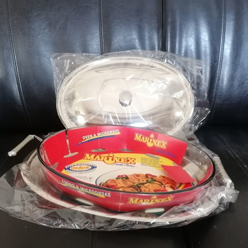 Marinex Pyrex Oval Glass Bakeware Set with Stainless Steel Lid