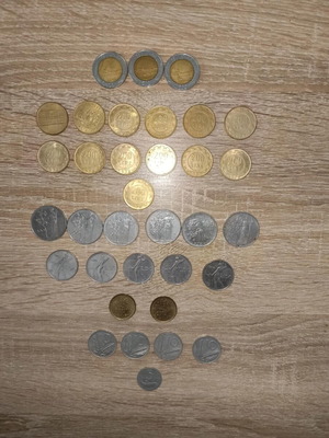 Italian coins used, set of 34 pieces