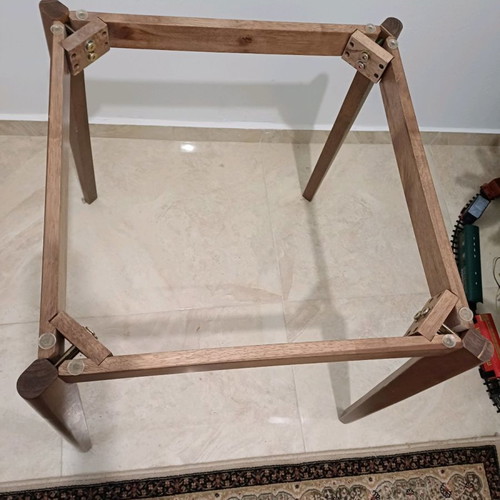 Ravenna wooden table with glass top used model Lucille