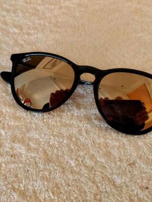 Ray Ban Erika women's sunglasses, black frame, yellow mirror lenses