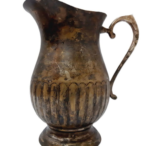 Antique Bronze Pitcher used, 1900s, decorative wine server with patina