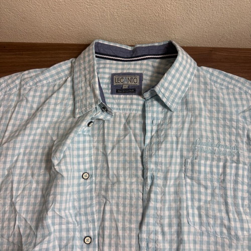 Men's Lecanto Shirt Blue White Check Size L Like New