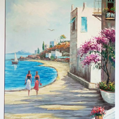 Ελαιογραφία σε καμβά Π.Μπούρας καινούργια, 76x96 εκ.