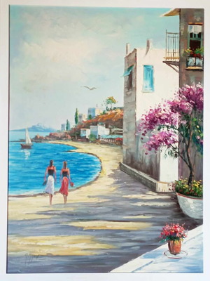 Ελαιογραφία σε καμβά Π.Μπούρας νέα με ωραία κορνίζα 76x96