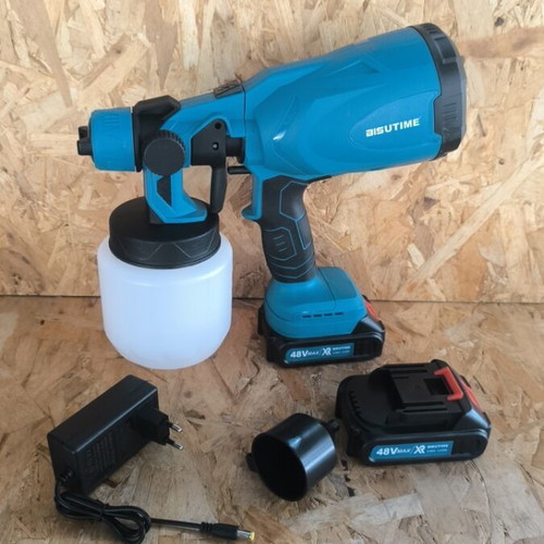Rechargeable Paint Gun 210W 48V with 0.8lt Container and 2 Batteries new