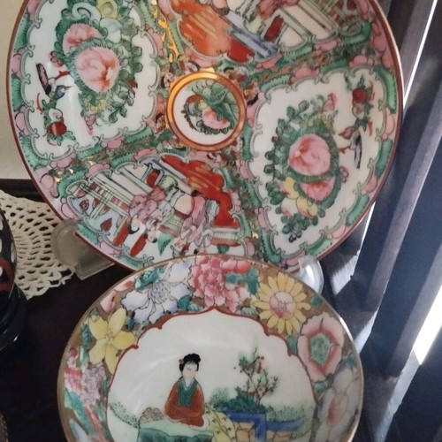 Chinese plate and bowl like new, 20 cm and 12 cm