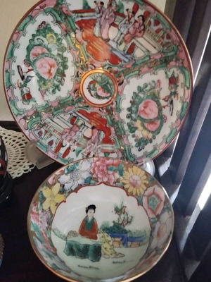 Chinese plate and bowl like new, 20 cm and 12 cm