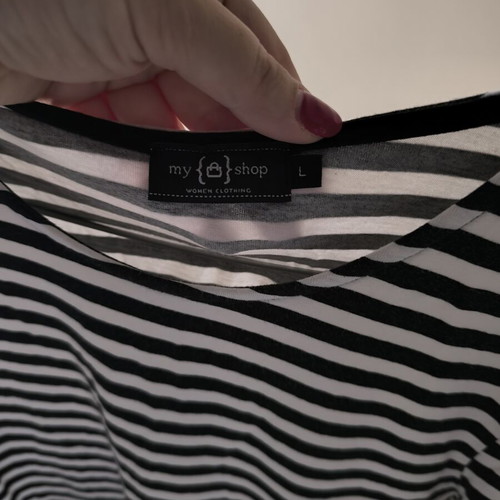 Black and white elastic mini dress like new, cotton, size L