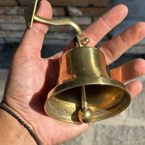 Bronze nautical wall bell, 9×10 cm