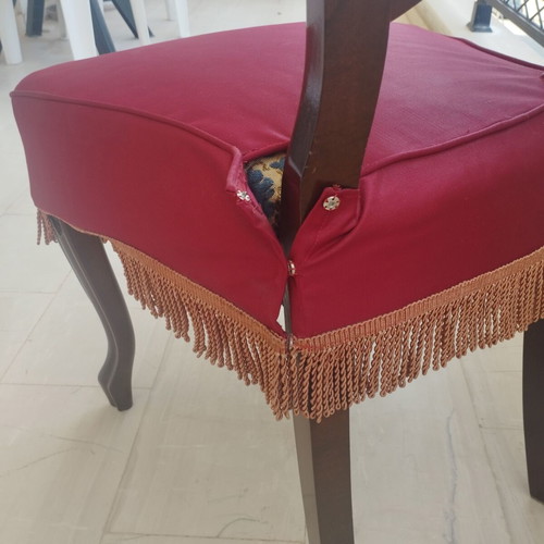Handmade solid wood chairs like new, set of 6 with covers