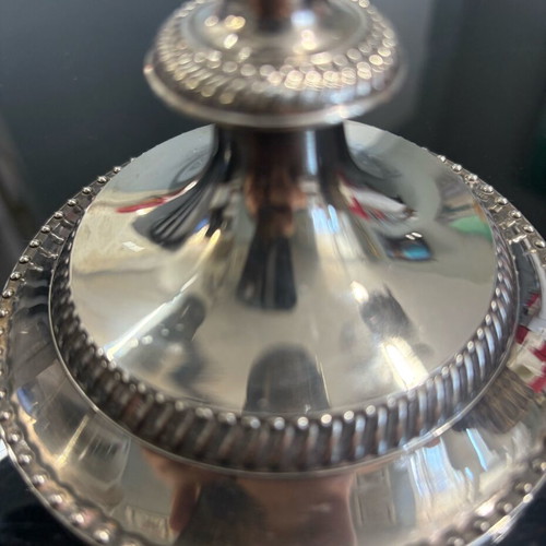 Vintage silver-plated solid candlestick with 3 holders like new
