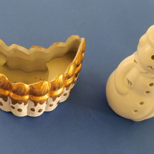 Christmas decoration set used with ceramic snowman and moon candle holder