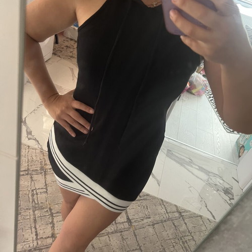 Venus Victoria women's sport dress with hood and white trims, like new, size S/M, black