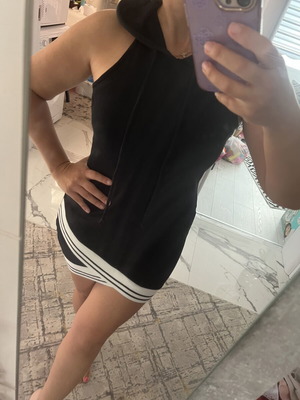Venus Victoria women's sport dress with hood and white trims, like new, size S/M, black