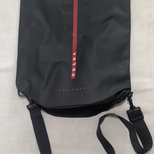 Prada Luna Rossa bag new, black with red stripe, waterproof backpack