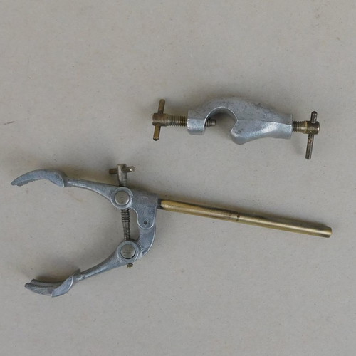 Metal rod with three clamps like new, chemistry lab tool
