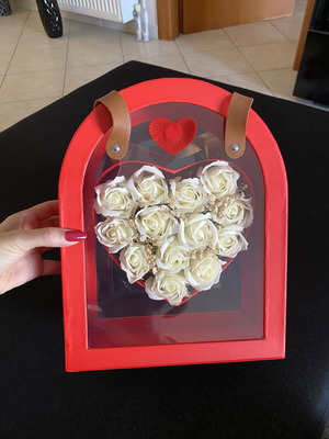 Bag with fake roses used, heart-shaped gift or decoration