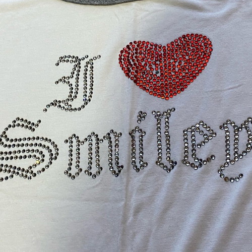 Danoff women's summer tank top like new, white with strass design