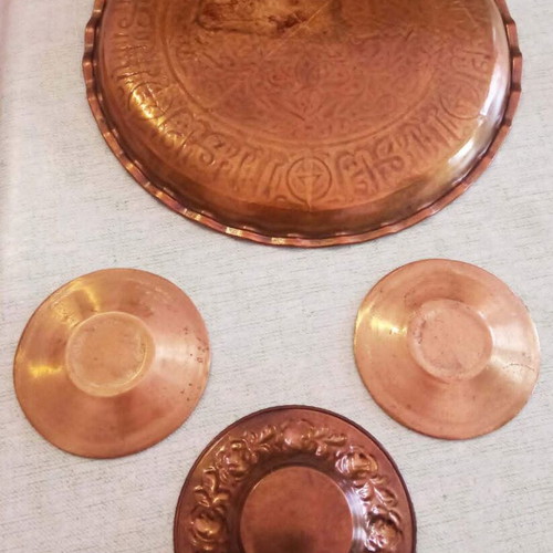 Σετ 4 Χειροποίητα Vintage Χάλκινα Διακοσμητικά Σκεύη μεταχειρισμένα