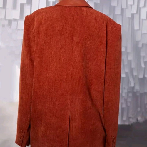 Corduroy blazer jacket new with leather details in brick color