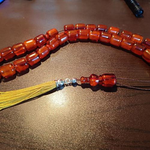Mastic komboloi worry beads with silk tassel